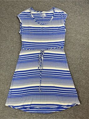 The North Face Blue and White Striped Tie-Waist Mini Dress